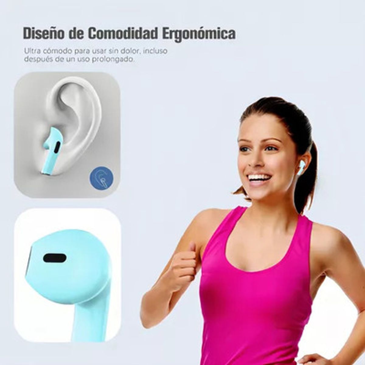 1 HORA - Audífonos In-ear Bluetooth Auriculares 6 Horas De Bateria Color Celeste