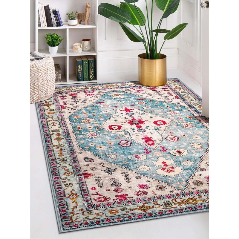 GENERICO - Tapete decorativo tribal bohemia lavable para sala de estar
