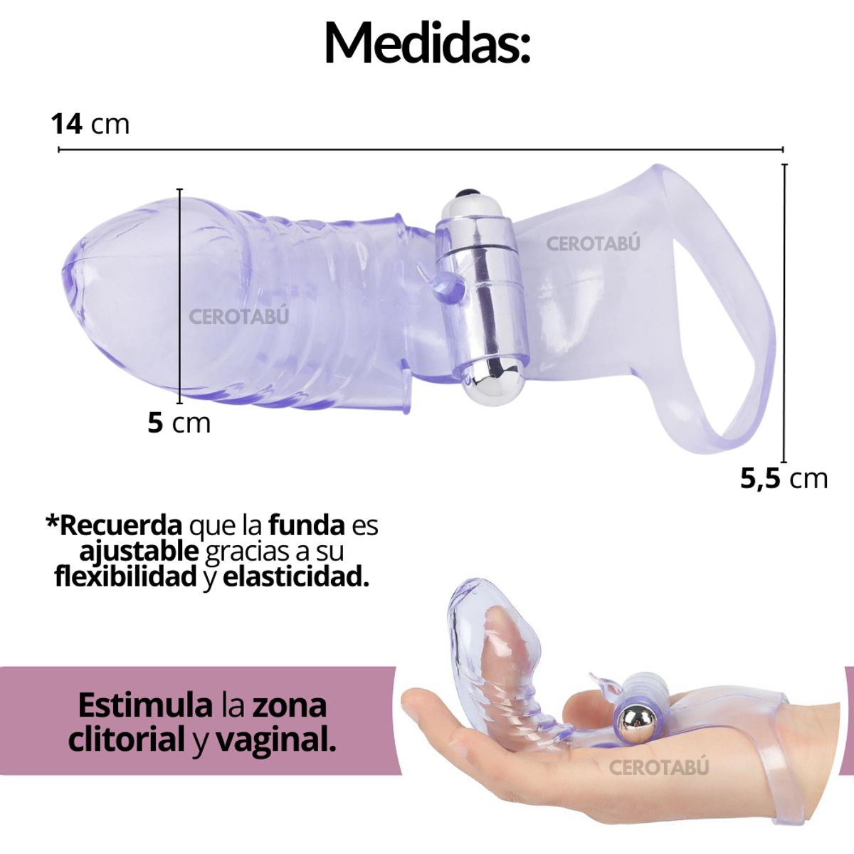 GENERICO - Funda Dedos Vibrador Masturbador Texturizado Femenino +pilas