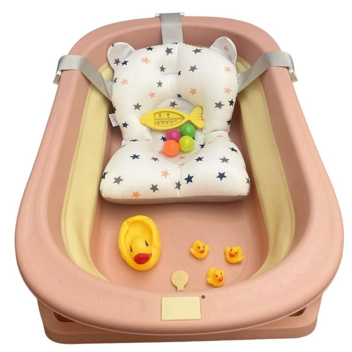 GENERAC - Bañera plegable para bebe con termometro cijin patos pimpon