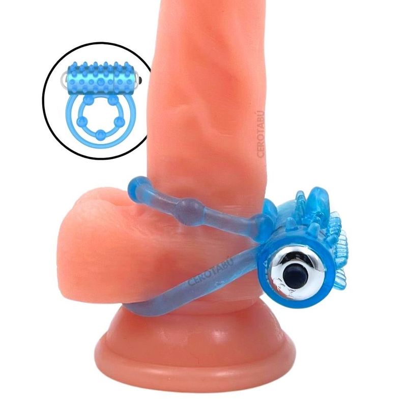 GENERICO - Anillo Vibrador Retardante Para Pene Doble Texturizado Gama Alta-