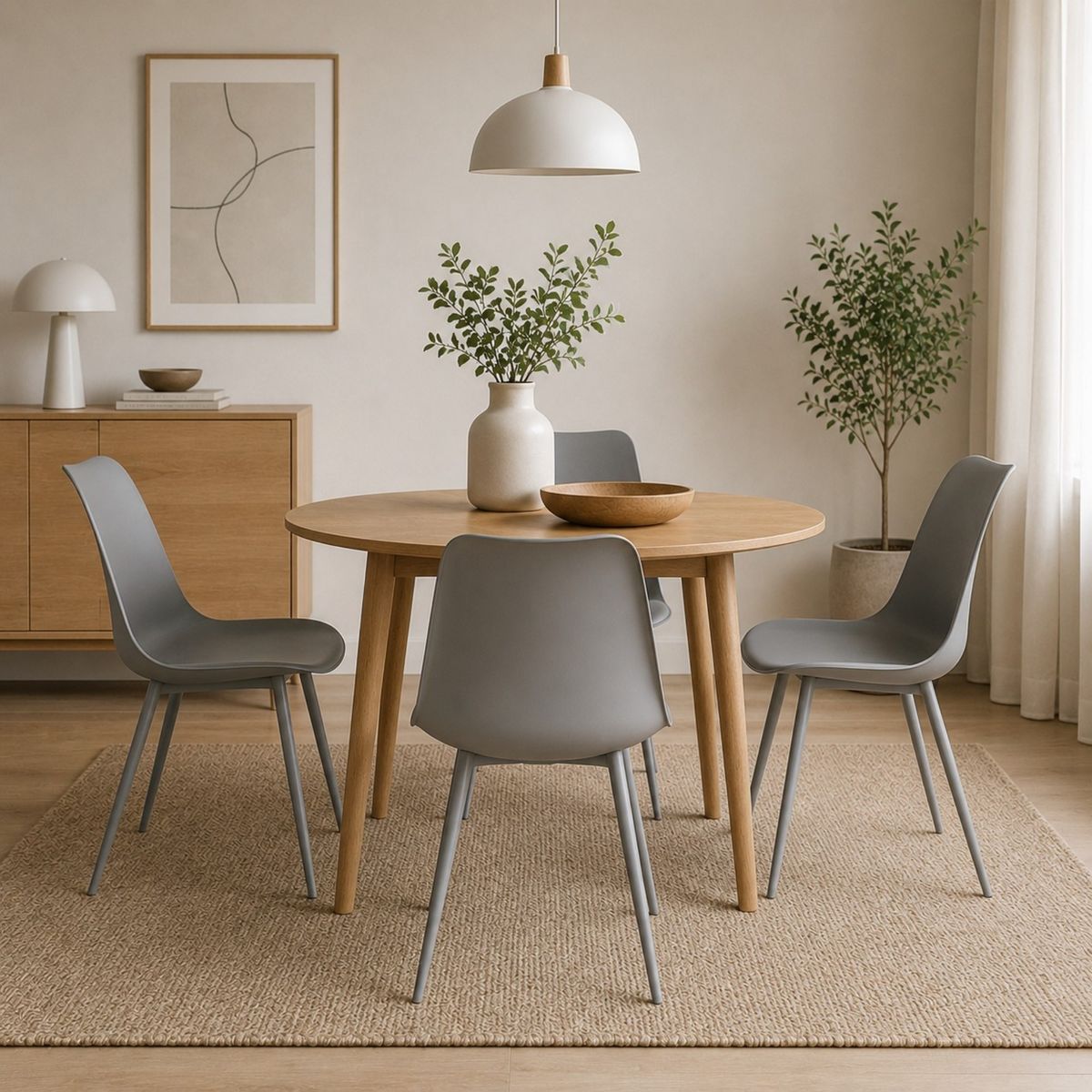 MUEBLES FIOTTI - Set x4 Sillas auxiliar Gris Wateka