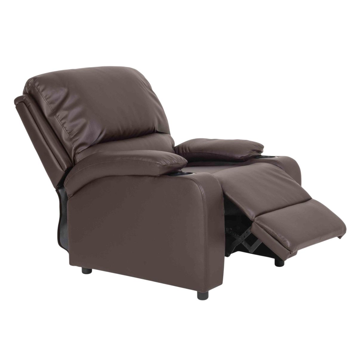 MUEBLES FIOTTI - Silla reclinable con portavasos cafe ecocuero Waheeb