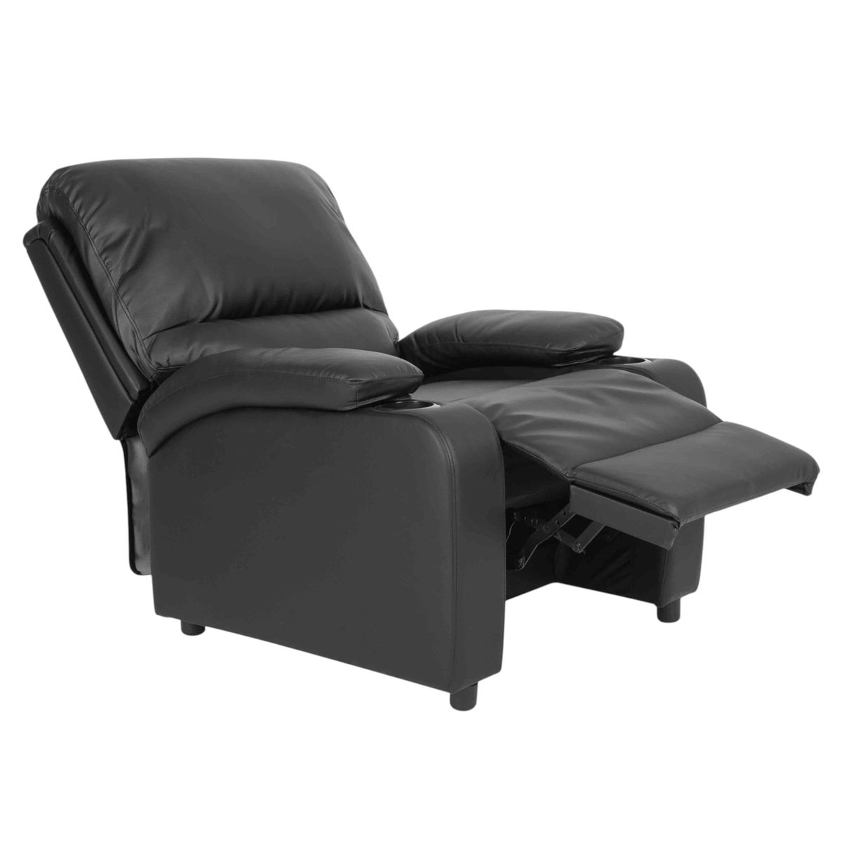 MUEBLES FIOTTI - Silla reclinable con portavasos Negra Ecocuero Waheeb