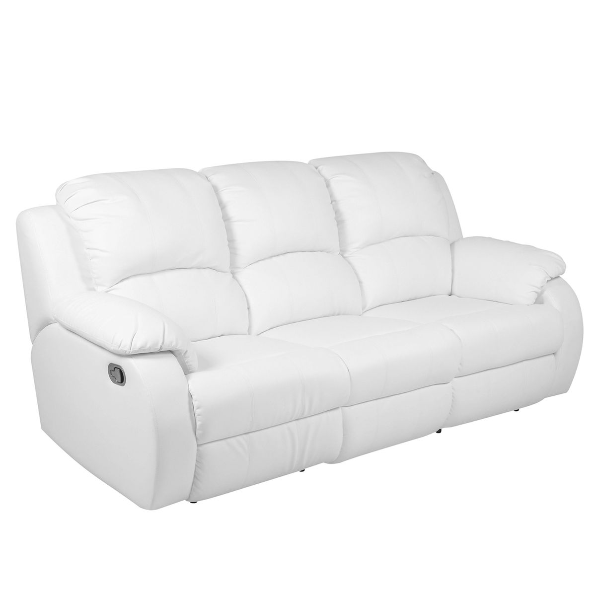 MUEBLES FIOTTI - Sofa Reclinable 3 Puestos Blanco Ecocuero Wayland