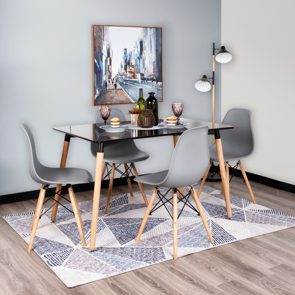 MUEBLES FIOTTI - Juego de comedor 4 Puestos Negro