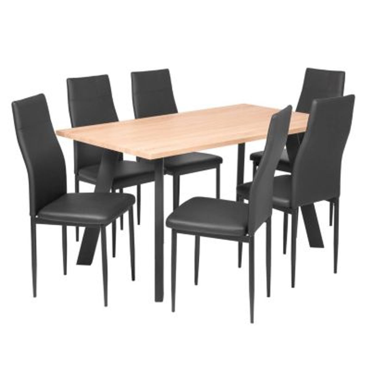 MUEBLES FIOTTI - Juego de comedor 6 puestos Negro Widiad