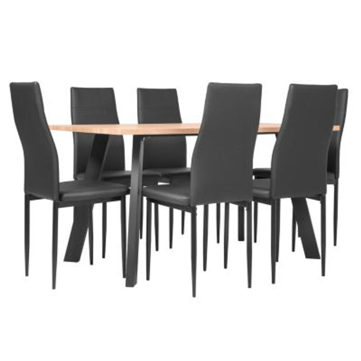 MUEBLES FIOTTI - Juego de comedor 6 puestos Negro Widiad