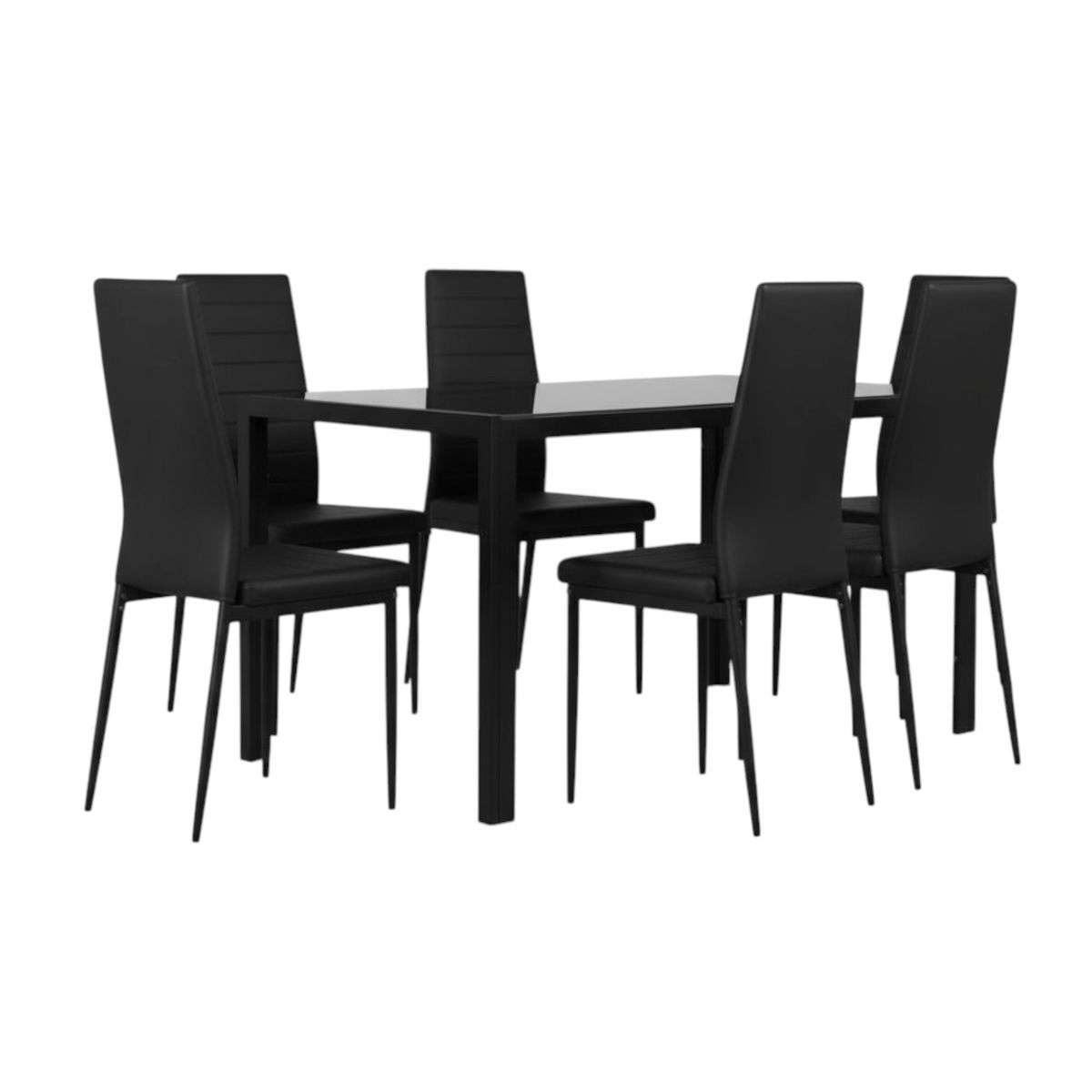 MUEBLES FIOTTI - Juego de comedor 6 puestos vidrio Negro Ran