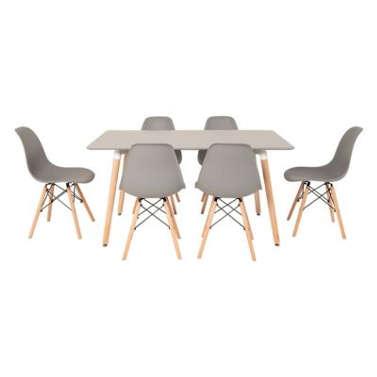 MUEBLES FIOTTI - Juego de comedor 6 Puestos Gris Nahon