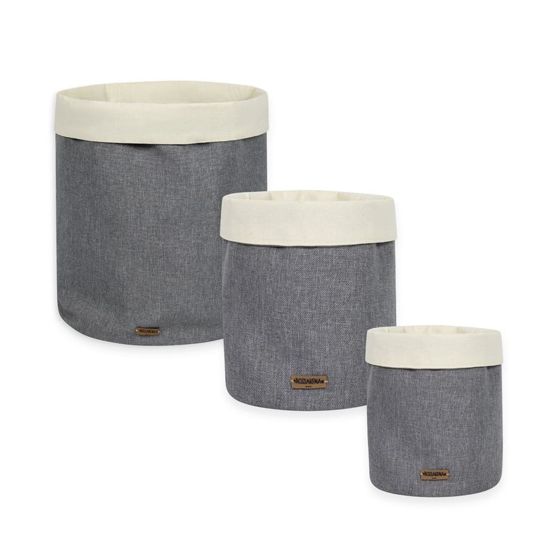 NOSSARENA - Set x 3 Canastos organizadores 15x20cm - 20x25cm 30x35cm color gris