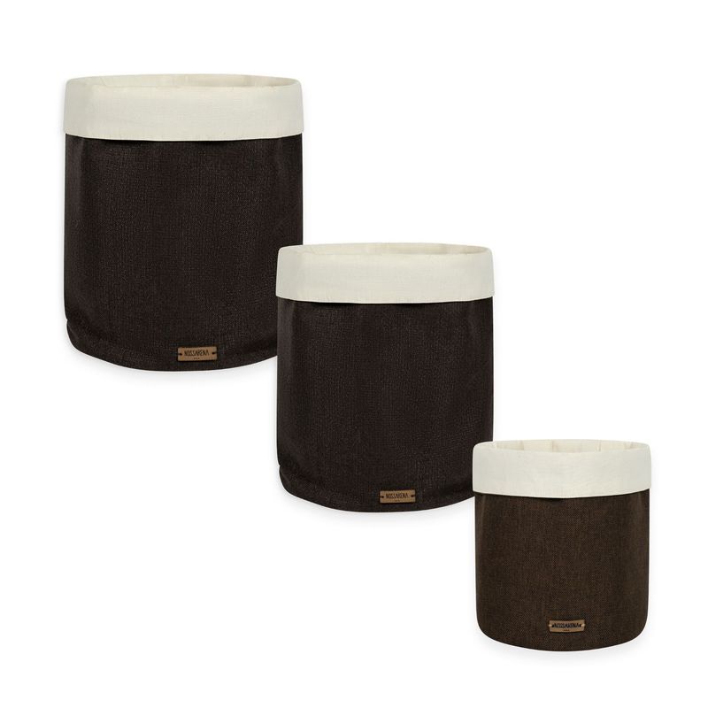 NOSSARENA - Set x 3 Canastos organizadores 15x20cm - 20x25cm 30x35cm color cafe
