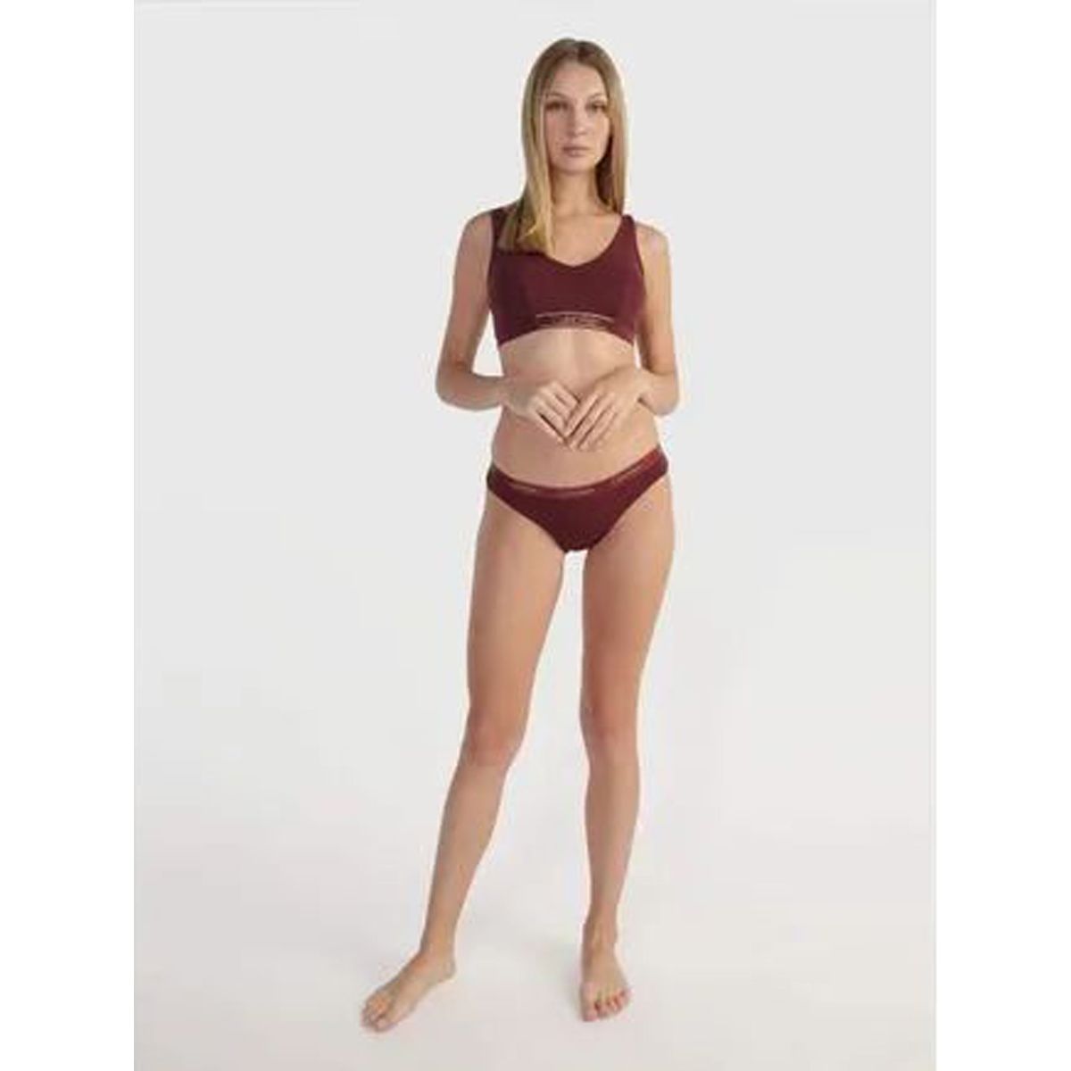 CALVIN KLEIN - Pantie Vinotinto Tipo Bikini Clásica - Cotton Essentials Calvin Klein