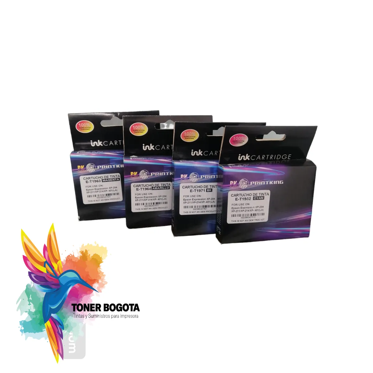 PREMIUM - Cartucho 195 genéricos para impresora EPS XP-204, XP201-XP-211, XP-214,  Kit x 4 COLORES