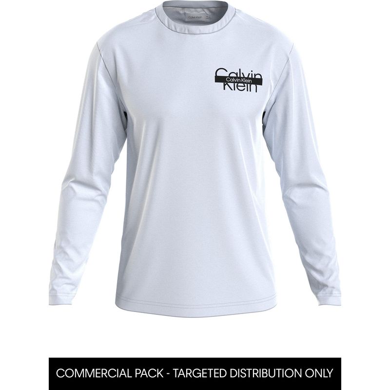 CALVIN KLEIN - Camiseta Blanca Manga Larga Con Logo Cortado Calvin Klein
