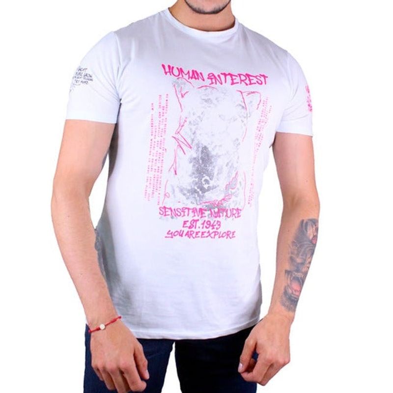 LEC LEE - Camiseta estampada para Hombre Lec Lee Blanca.-