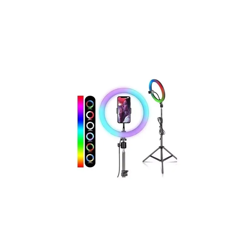 GENERICO - Aro De Luz Led Rgb 26 Cm + Trípode 2 Mt