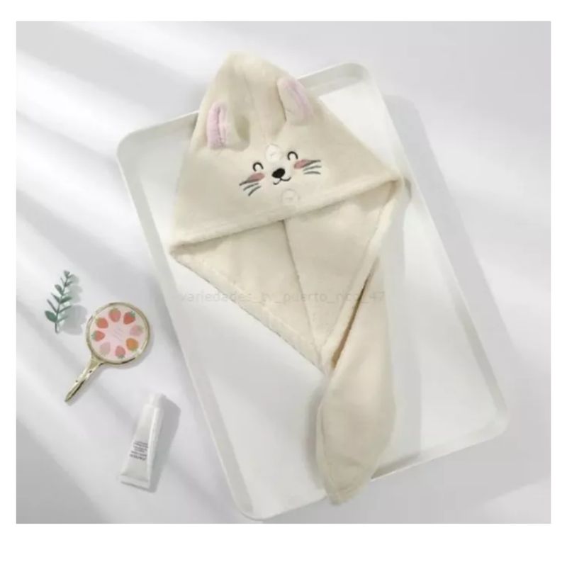 AFM - Toalla Baño Suave Gorro Gato Secado Cabello Dama Pelo Largo