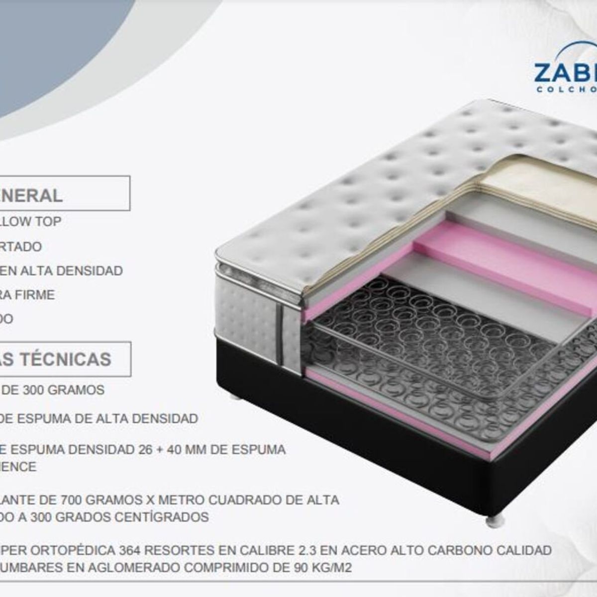 ZABRA COLCHONES - Colchon Semidoble Zabra Luxor 120x190