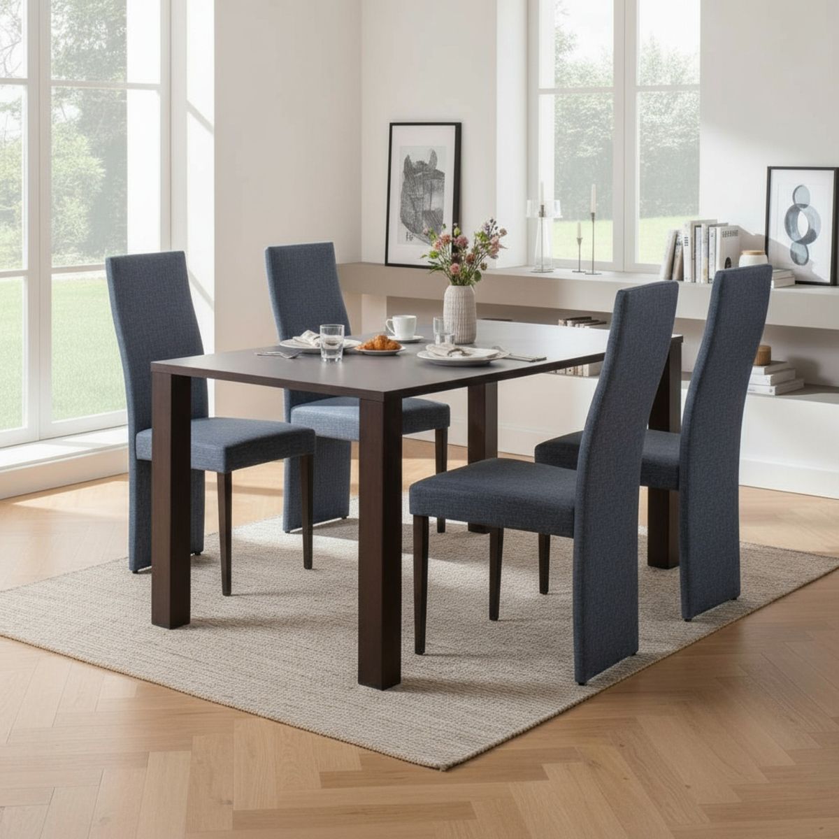 MUEBLES FIOTTI - Juego de comedor 4 Puestos Madera Wengue Eliazar