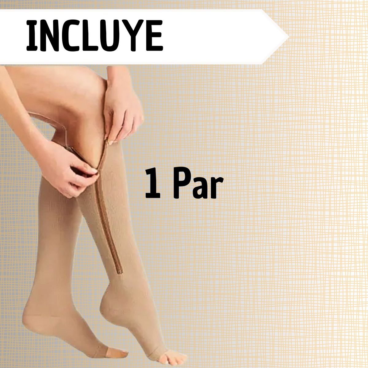 GENERAL - Medias De Compresión Vena Várice E Hinchazón Con Cremallera SM Beige