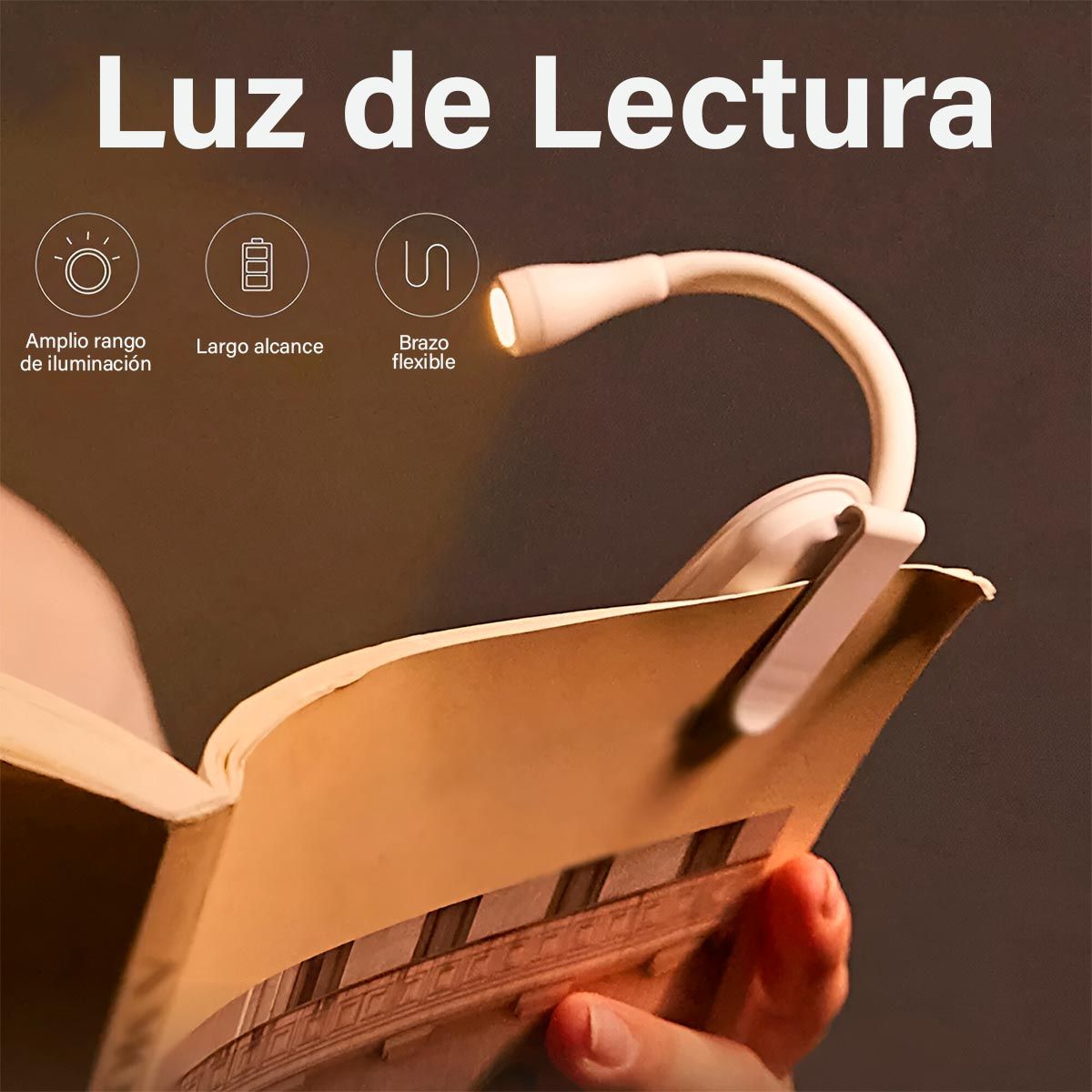 COMPRALOENCASA COM - Lámpara Clip de Lectura Recargable 3 Modos de Luz C15