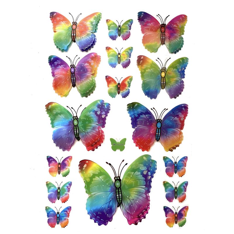 GENERICO - Set de 16 mariposas decorativas multicolor autoadhesivas - Almalu