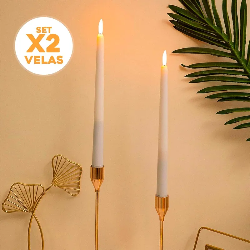 COMPRALOENCASA COM - Vela Larga LED x2 Decorativa Efecto Real 830-33