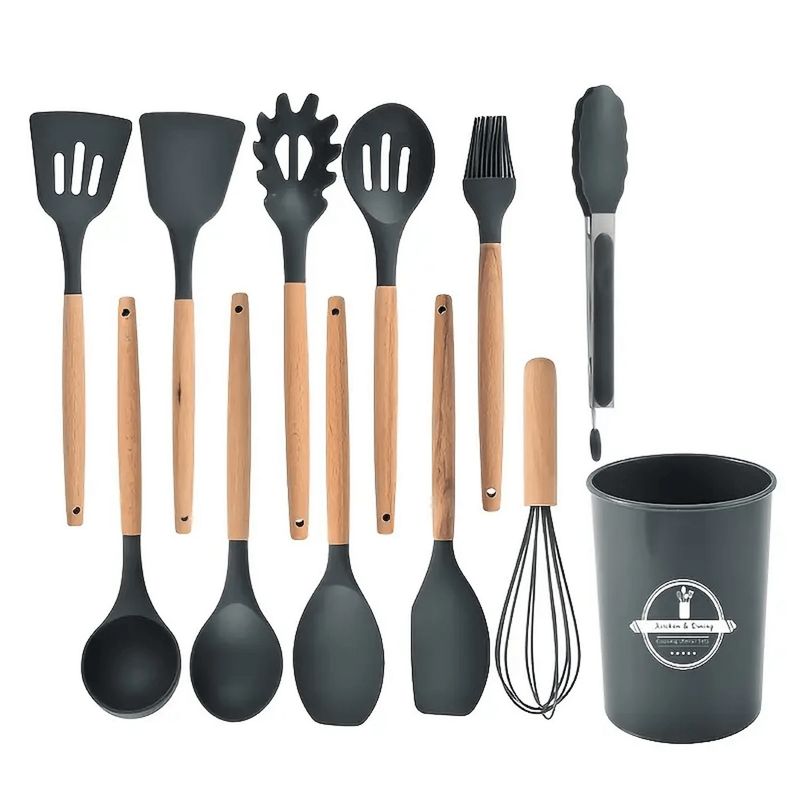 GENERICO - Set 12 Utensilios De Cocina Silicona Resistente Calor Juego