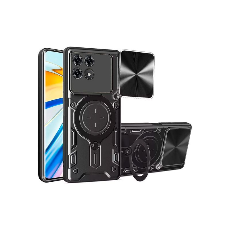 GENERICO - Estuche Proteccion Camara Con Soporte Para Xiaomi Poco F6 Pro Negro