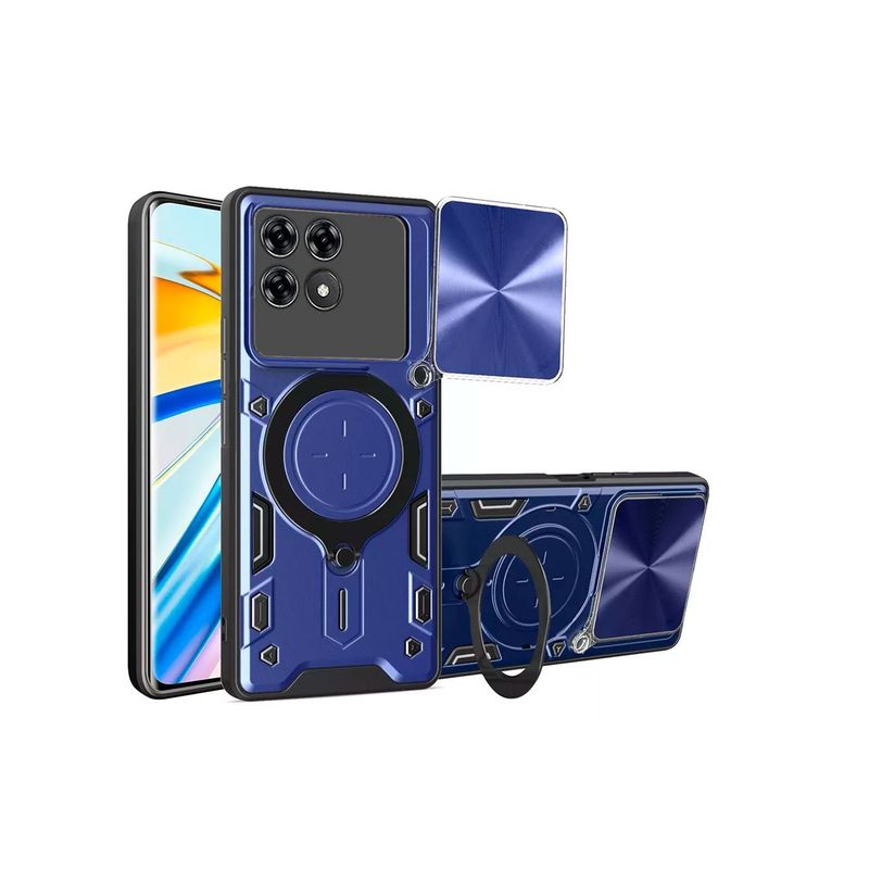 GENERICO - Estuche Proteccion Camara Con Soporte Para Xiaomi Poco F6 Pro Azul