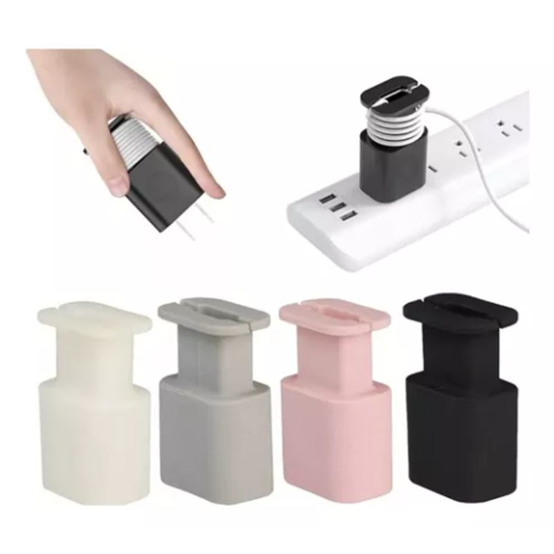 GENERICO - FORRO PROTECTOR SILICONA PARA CARGADOR IPHONE GRIS