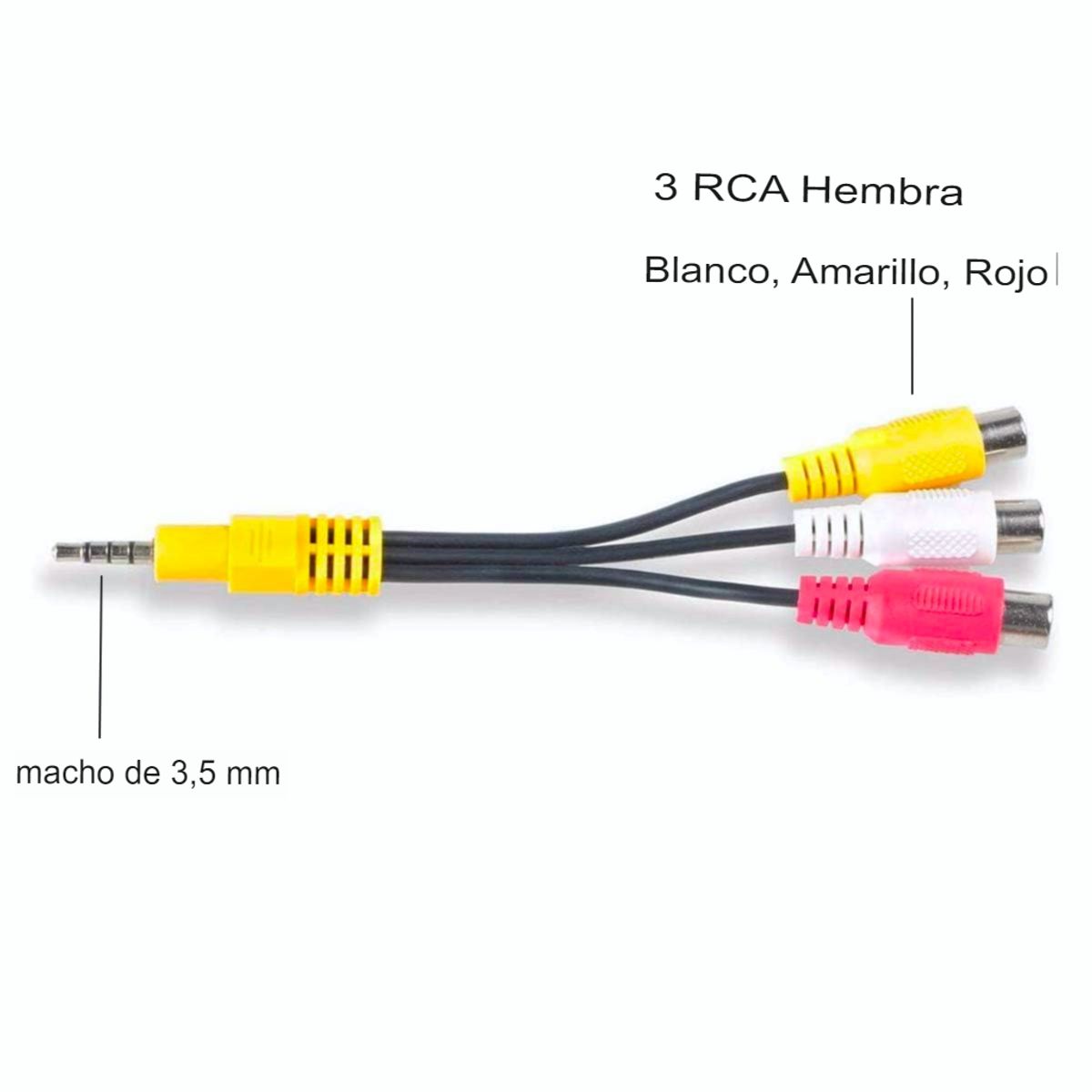 GENERICO - Cable Adaptador Plug 3.5 mm A 3 RCA Hembra Audio Video