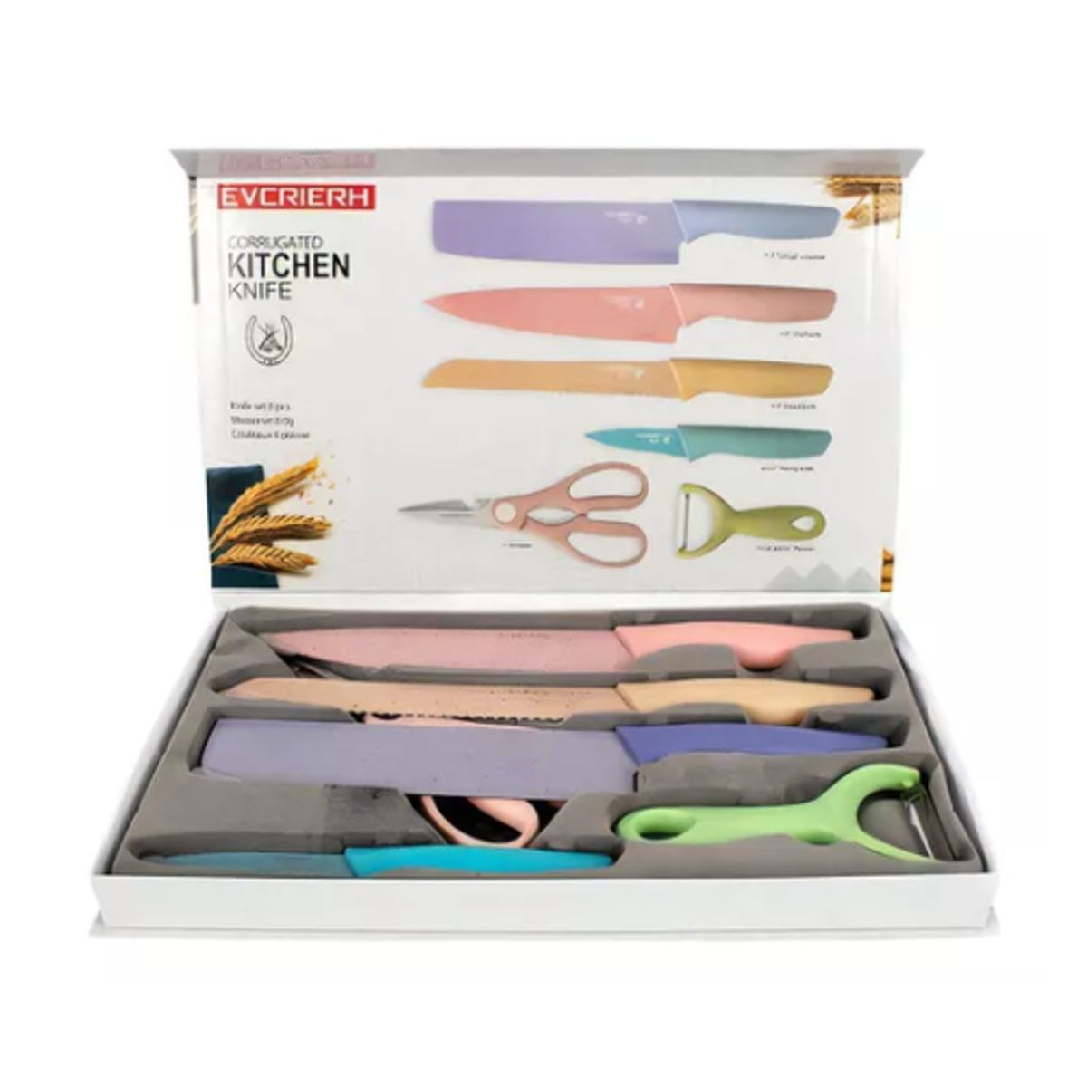 AFM - Set Cuchillos 6 Pzs Acero Inoxidable Mármol Mango Ergonómico