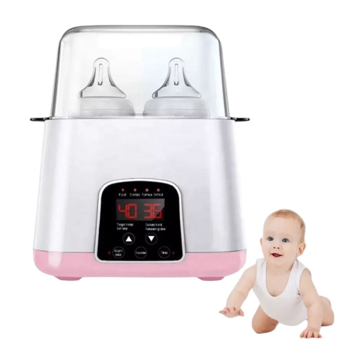 GENERICO - Esterilizador Calentador Digital De Biberones Y Teteros Rosa