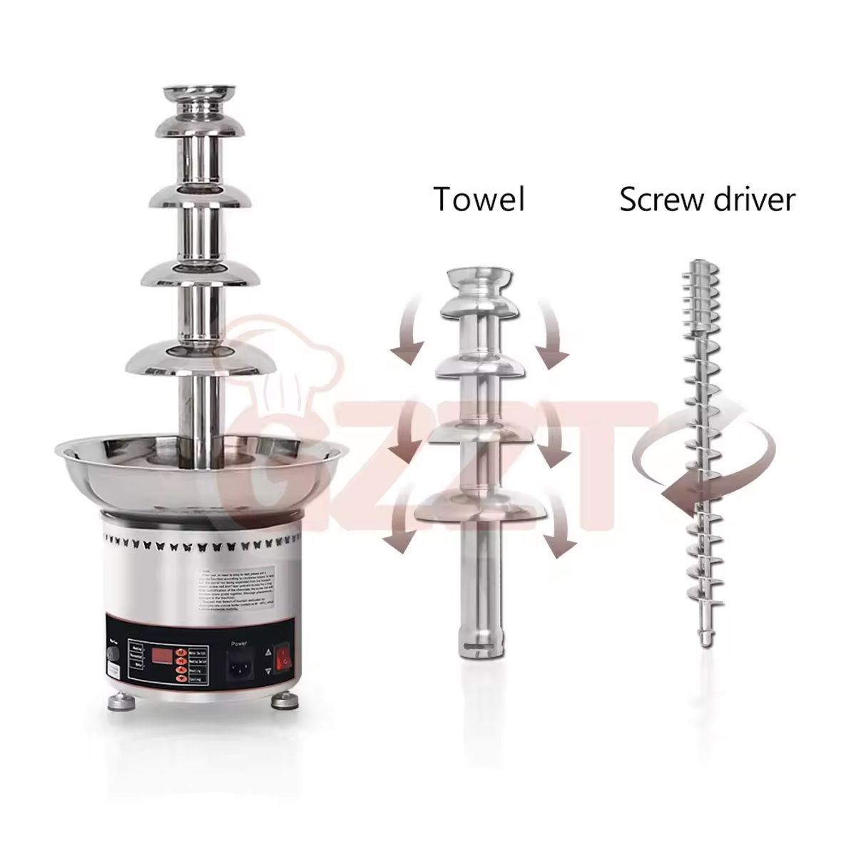 RENAHOUSE - Fuente De Chocolate Industrial 5 Niveles En Acero 304 150w