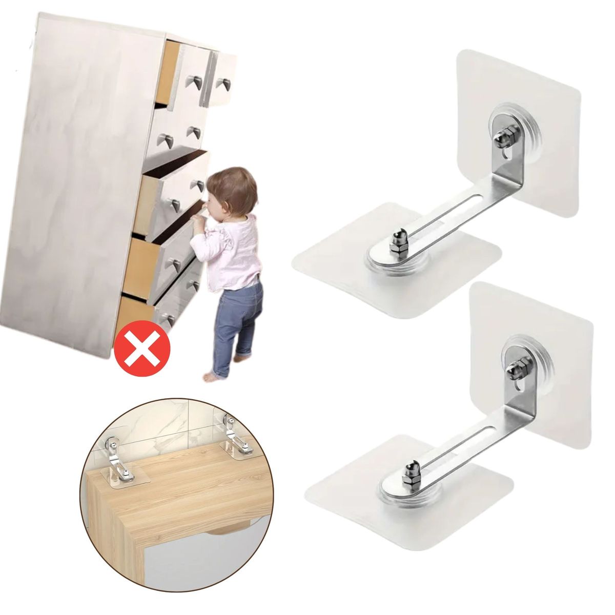 GENERICO - Soporte Estabilizador De Muebles Adhesivo Ajuste Seguro X2