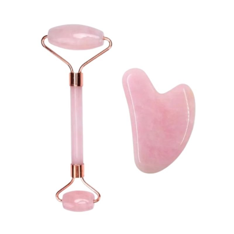 AFM - Rodillo Facial Masajeador Doble Cabezal + Piedra Guasha