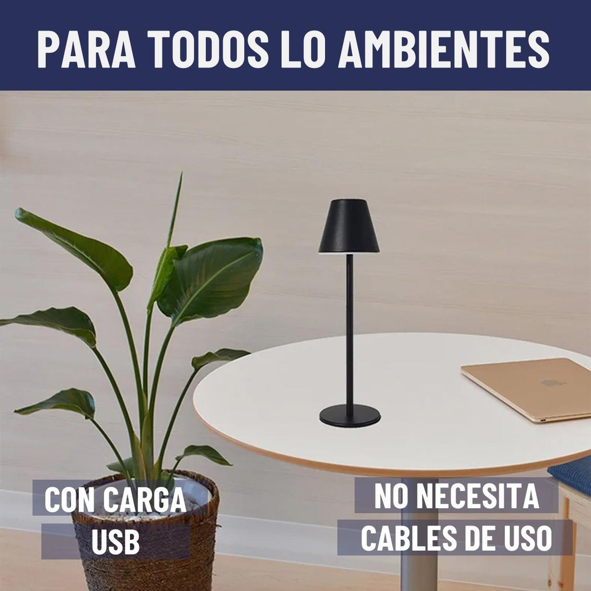 MAXWELL - Lampara Inalambrica Para Mesa Decorativa Maxwell Recargable-