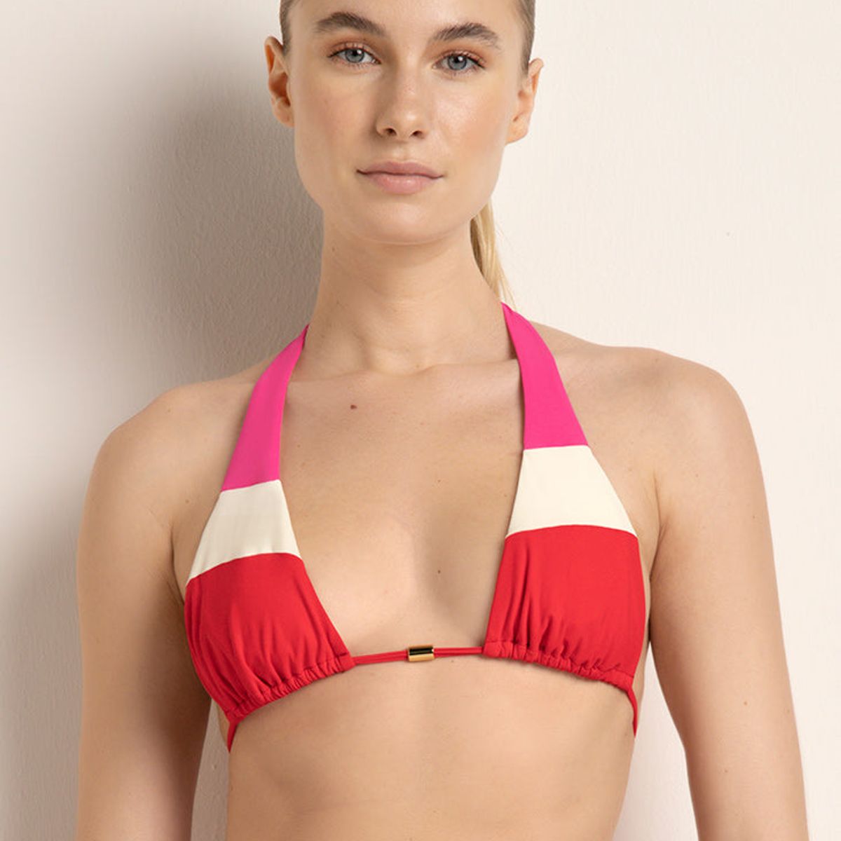 TOUCHE BALNEAIRE - Top bikini triángulo largo en bloques de Color