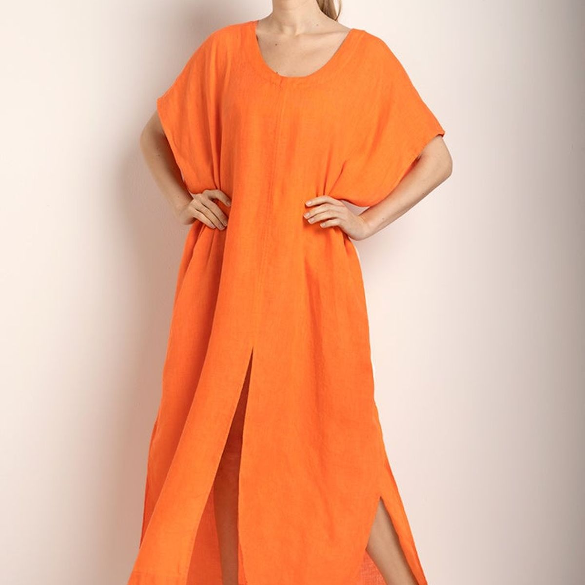 TOUCHE BALNEAIRE - Cover up largo con aberturas manga corta y cuello redondo