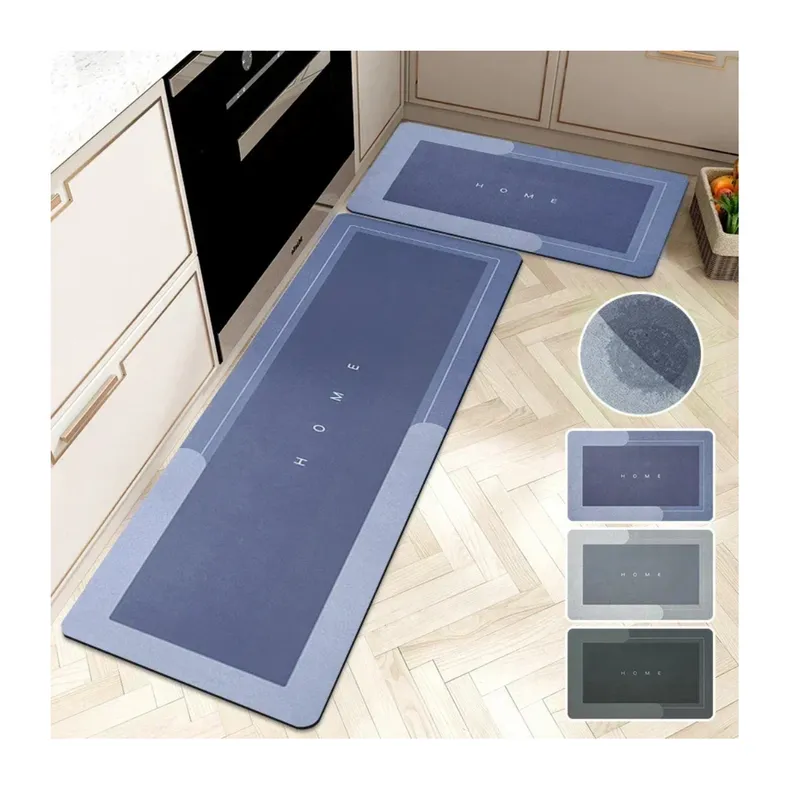 Alfombra Cocina Alfombrillas Cocina Antideslizantes - Set 2 Piezas (40x60cm  + 40x120cm) - Azul Alfombras Cocina