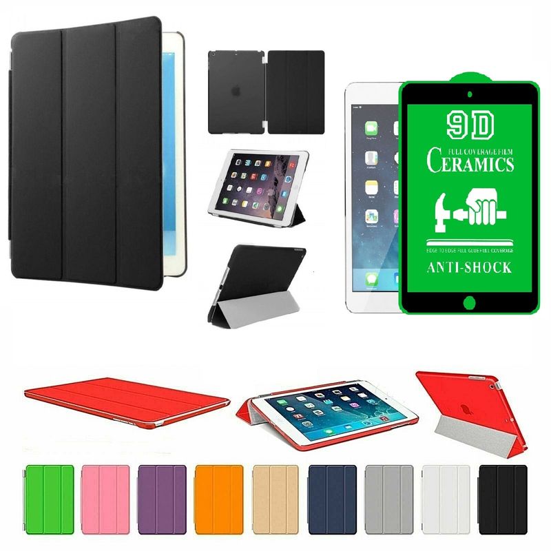 GENERICO - Estuche Para iPad 10.2 7, 8 y 9 Generacion + Vidrio Ceramico - Negro