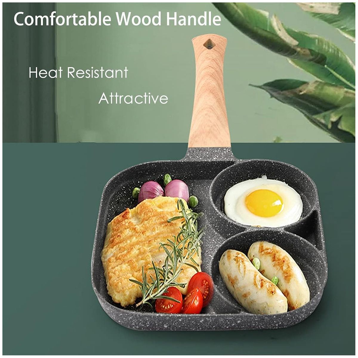 ONE PIXEL - Sarten Antiadherente Desayuno Para Huevos Parrilla Dividida