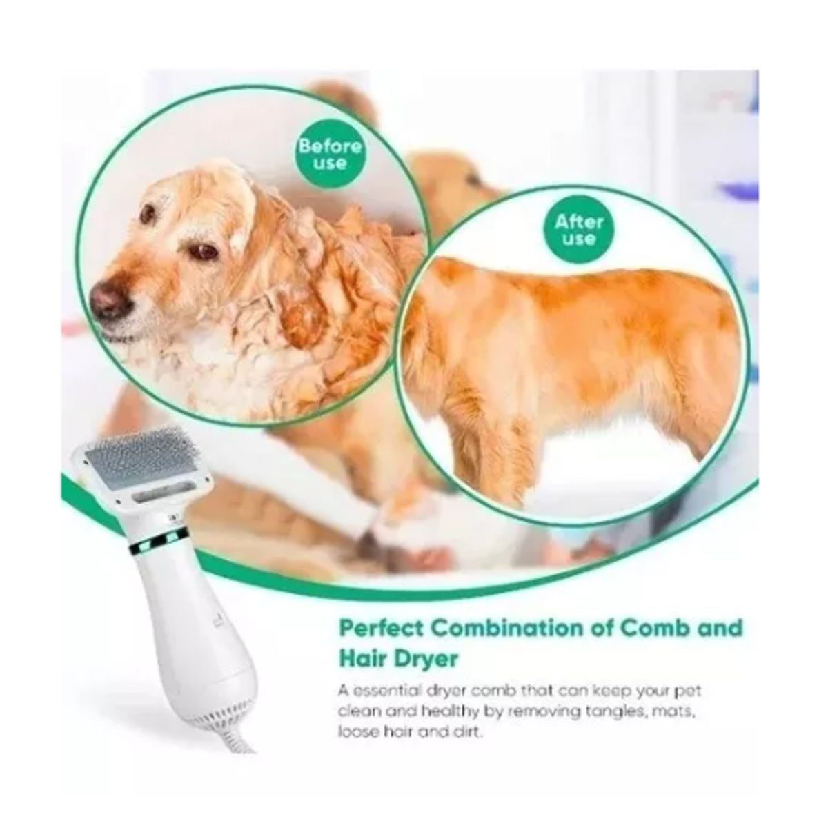 AFM - Secador De Pelo Peine Para Mascotas 2 En 1 Portátil