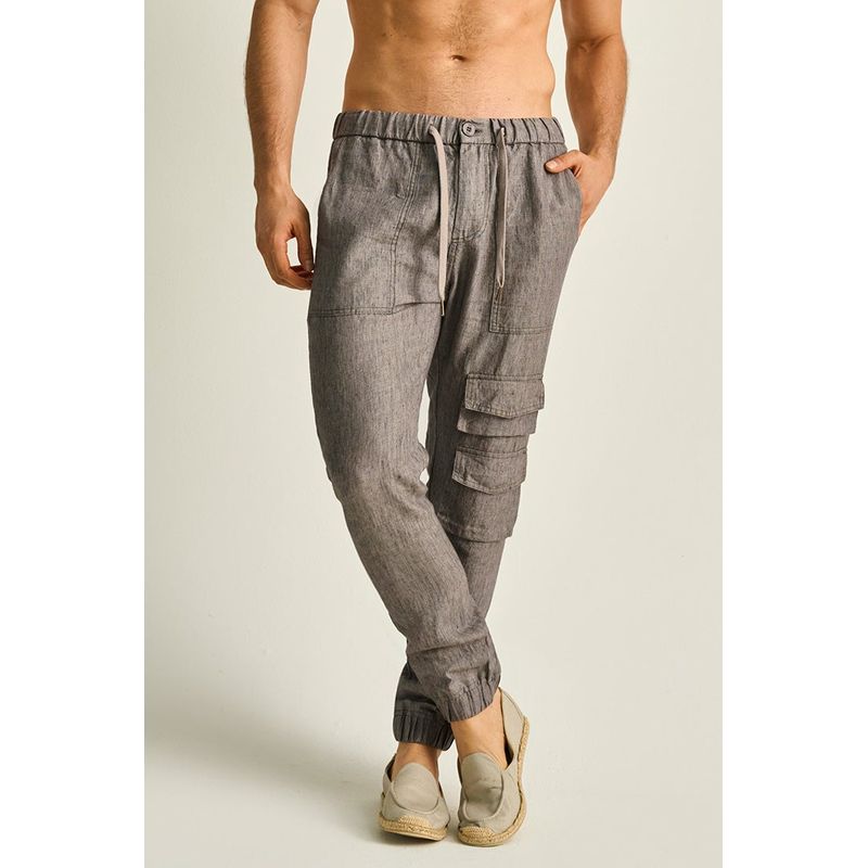 ILOT - PANTALÓN CARGO EN LINO SILUETA RELAJADA PH40041S PARA HOMBRE_.