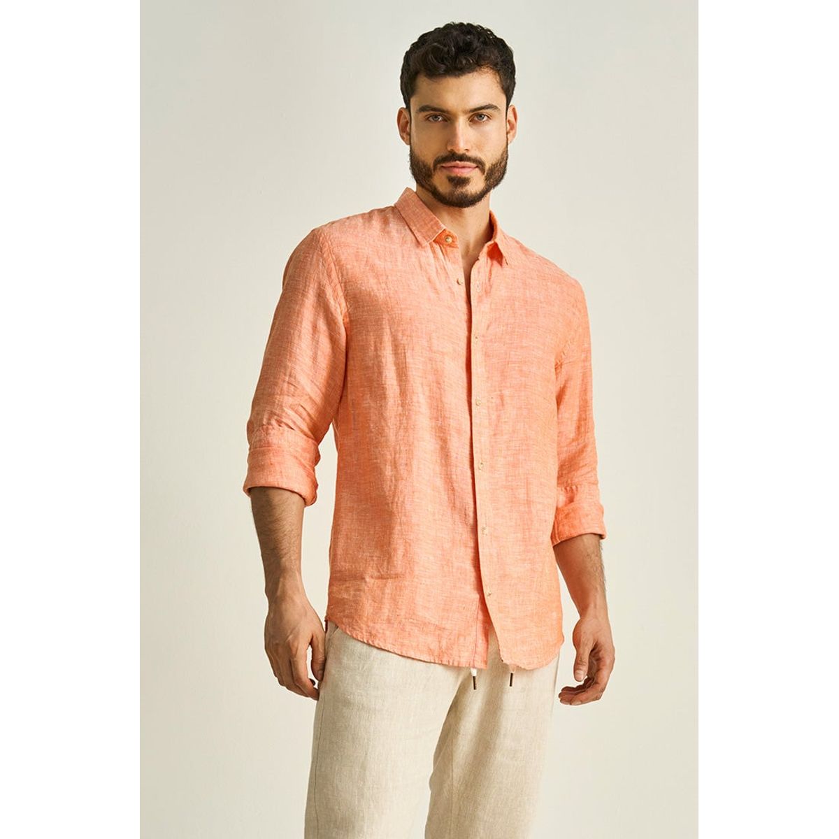 ILOT - CAMISA EN LINO MANGA LARGA SILUETA AJUSTADA SH79041S PARA HOMBRE