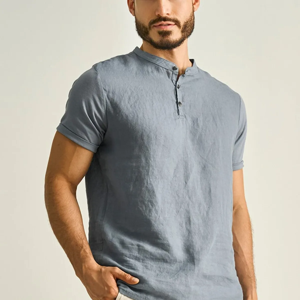 ILOT - CAMISETA CUELLO NERÚ CON BOTONES SH84041S PARA HOMBRE