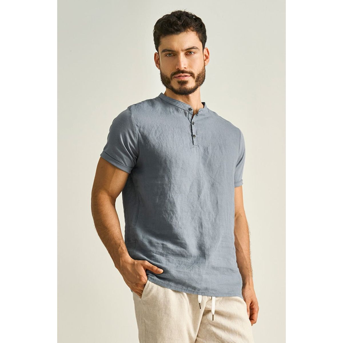 ILOT - CAMISETA CUELLO NERÚ CON BOTONES SH84041S PARA HOMBRE