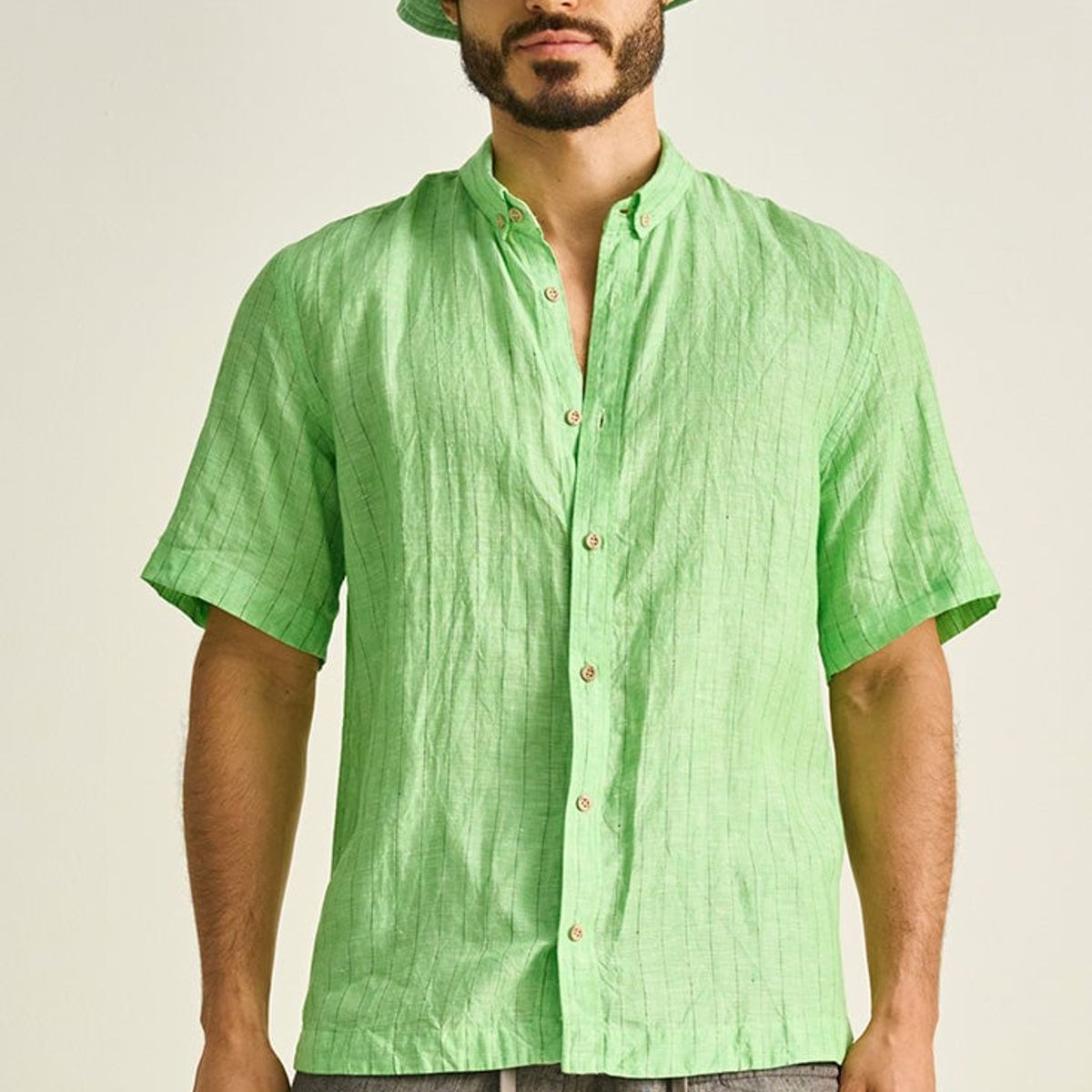 ILOT - CAMISA EN LINO MANGA CORTA SILUETA CLÁSICA SH82041S PARA HOMBRE